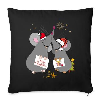 Noël Joyeux Noël Souris - Coussin et housse de 45 x 45 cm - noir - Devant