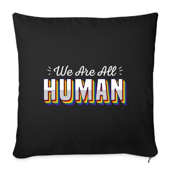 Nous sommes tous humains / CSD, fierté gay LGBTQ, défilé - Coussin et housse de 45 x 45 cm - noir - Devant