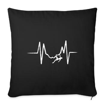 Climbing Heartbeat Heartbeat Mountaineering Hiking - Sofa pillow with filling 45cm x 45cm - black - Front