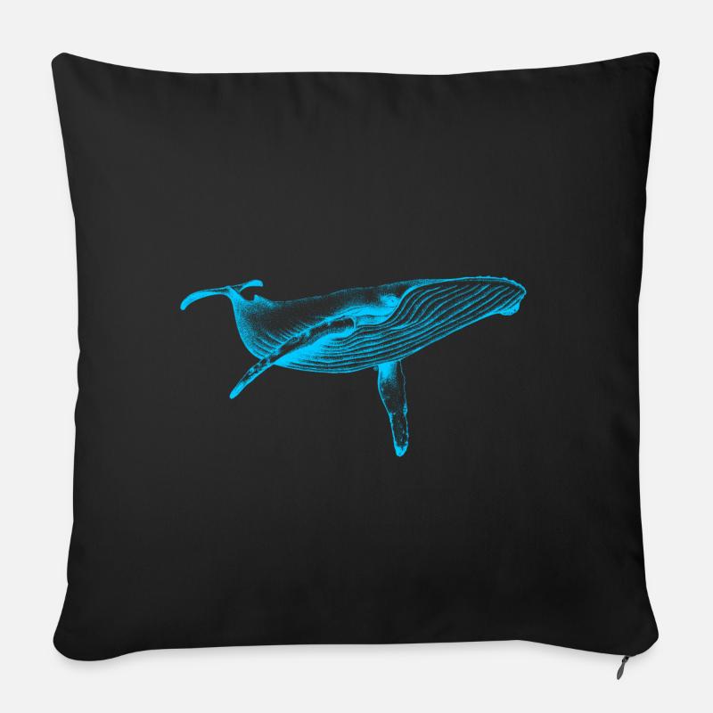 Blauwal (Neon) - Sofakissen mit Füllung 45 x 45 cm - Schwarz