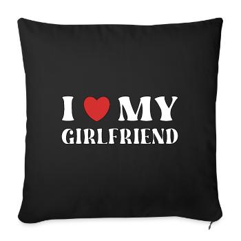 J’aime ma copine - Coussin et housse de 45 x 45 cm - noir - Devant