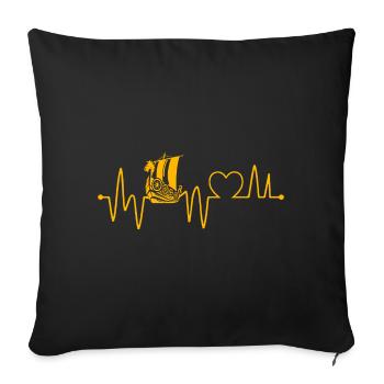 Battement de cœur du navire viking - Coussin et housse de 45 x 45 cm - noir - Devant