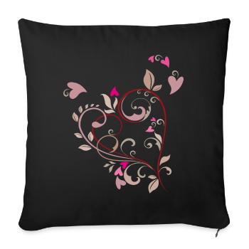 Heart Ornament - Sofa pillow with filling 45cm x 45cm - black - Front