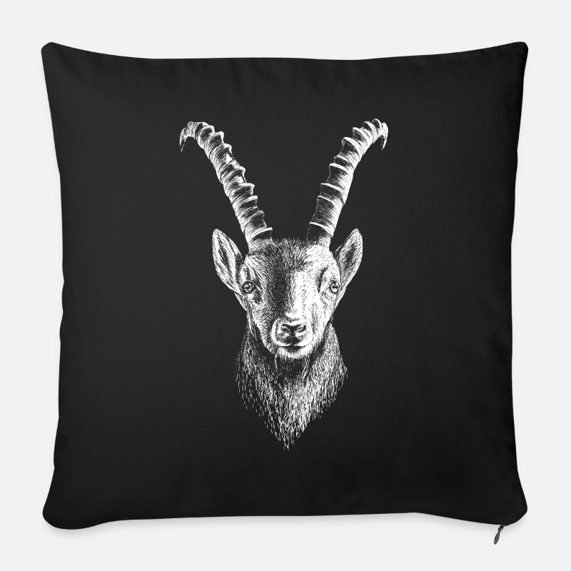 Steinbock weiß - Sofakissen mit Füllung 45 x 45 cm - Schwarz