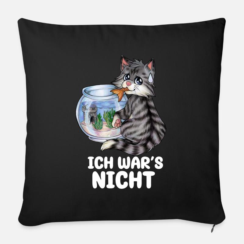 Ich war's nicht Niedliche Katze Fisch Geschenk - Sofakissen mit Füllung 45 x 45 cm - Schwarz