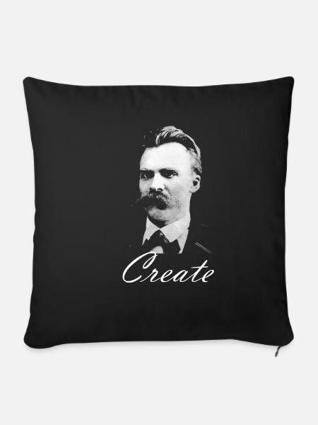 "Create" Friedrich Nietzsche - Sofakissen mit Füllung 45 x 45 cm - Schwarz