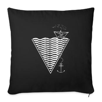 Triangle sea and love the boat - Sofa pillow with filling 45cm x 45cm - black - Front