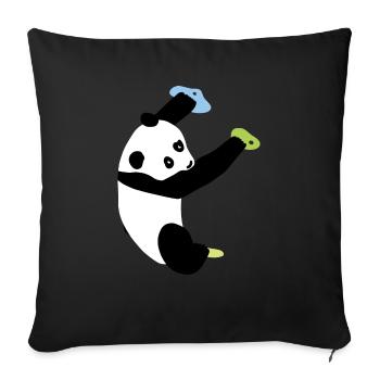 Boulder Design kletternder Panda - lustiges Shirt - Sofakissen mit Füllung 45 x 45 cm - Schwarz - Vorne