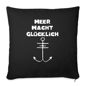 Meer macht glücklich - Sofakissen mit Füllung 45 x 45 cm - Schwarz - Vorne