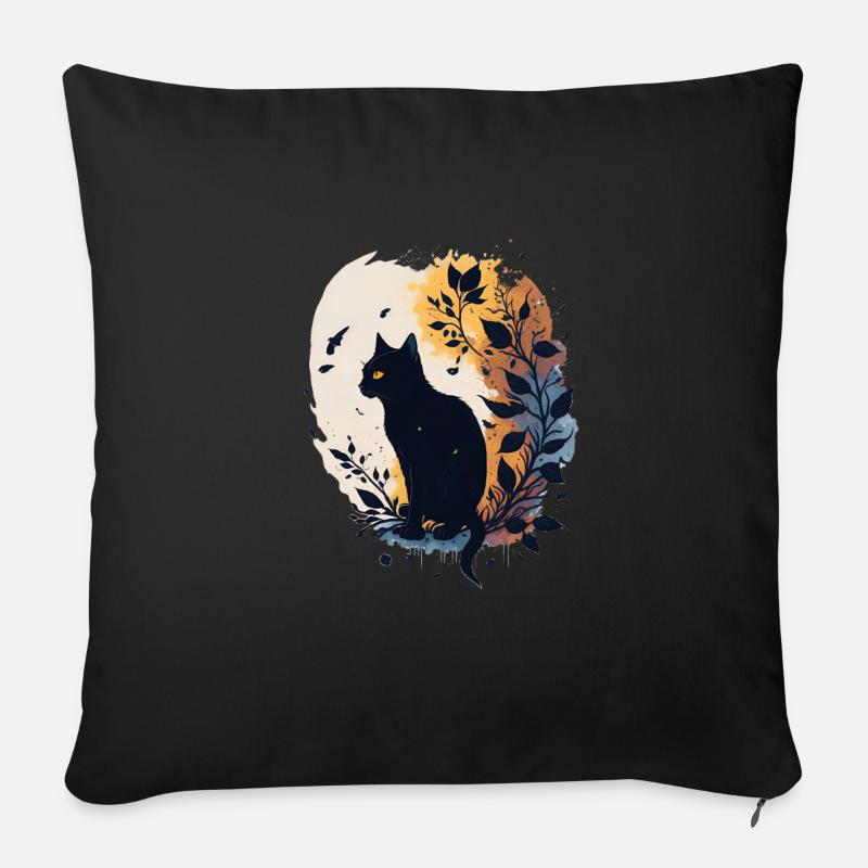 Große schwarze Katze - Sofakissen mit Füllung 45 x 45 cm - Schwarz