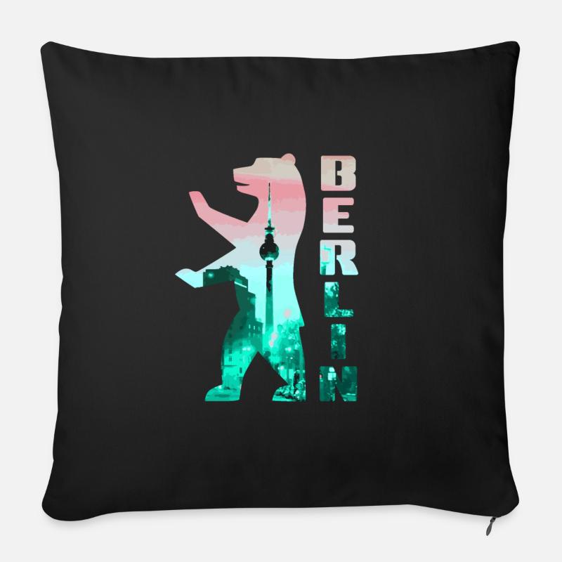 Tour de télévision Berlin Bear Alex - Coussin et housse de 45 x 45 cm - noir