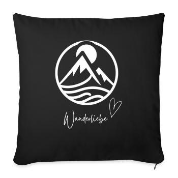 Wanderrucksack,Wanderkleidung "Wanderliebe" - Sofakissen mit Füllung 45 x 45 cm - Schwarz - Vorne