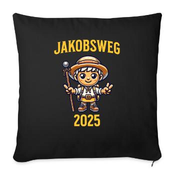 Jakobsweg 2025 - Sofakissen mit Füllung 45 x 45 cm - Schwarz - Vorne