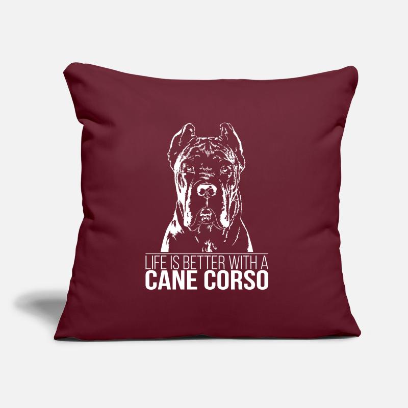 CANE CORSO life is better Hunde Spruch Wilsigns Sofakissen mit Füllung 45 x 45 cm