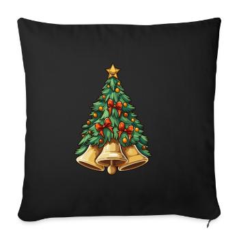 Sapin de Noël avec cloches et décoration - Coussin et housse de 45 x 45 cm - noir - Devant