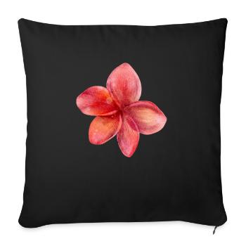 Flower red - Sofa pillow with filling 45cm x 45cm - black - Front