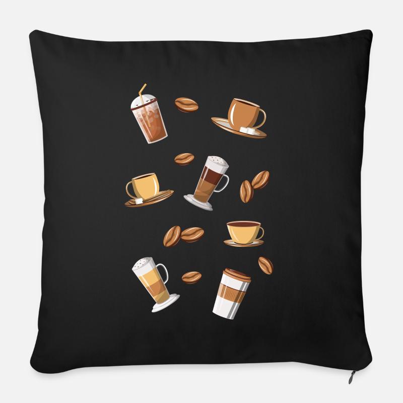 Café Café Grains de café Latte Macchiato - Coussin et housse de 45 x 45 cm - noir