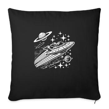 Vaisseau spatial de science-fiction vintage - Coussin et housse de 45 x 45 cm - noir - Devant
