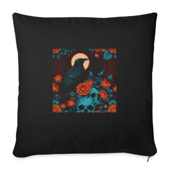 raven sitting on the skull - Sofa pillow with filling 45cm x 45cm - black - Front