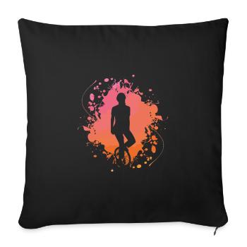 Monocycle Cyclisme Vintage Silhouette Splash Klecks - Coussin et housse de 45 x 45 cm - noir - Devant