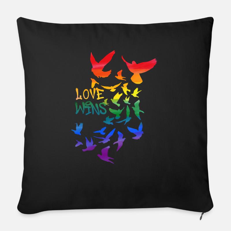 love wins , tauben, taube, graffit, regenbogen - Sofakissen mit Füllung 45 x 45 cm - Schwarz