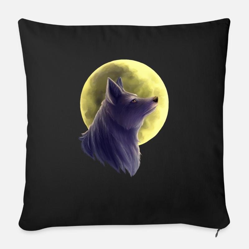 Wolf Gemälde - Sofakissen mit Füllung 45 x 45 cm - Schwarz