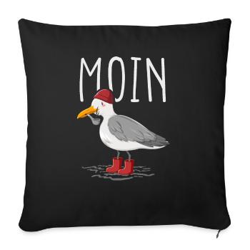 Moin Möwe Seemann - Sofakissen mit Füllung 45 x 45 cm - Schwarz - Vorne