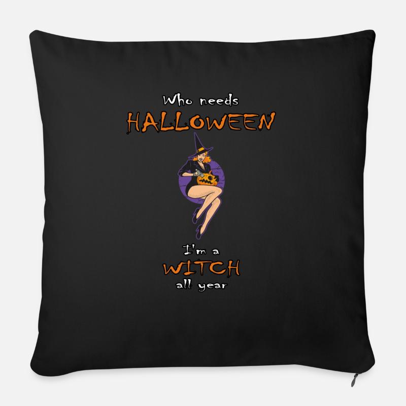 Cute Halloween Witch - Sofakissen mit Füllung 45 x 45 cm - Schwarz