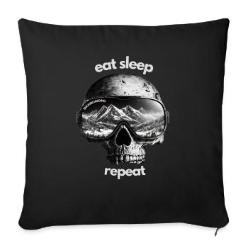 Eat Sleep Snowboard Repeat - Sofa pillow with filling 45cm x 45cm - black - Front