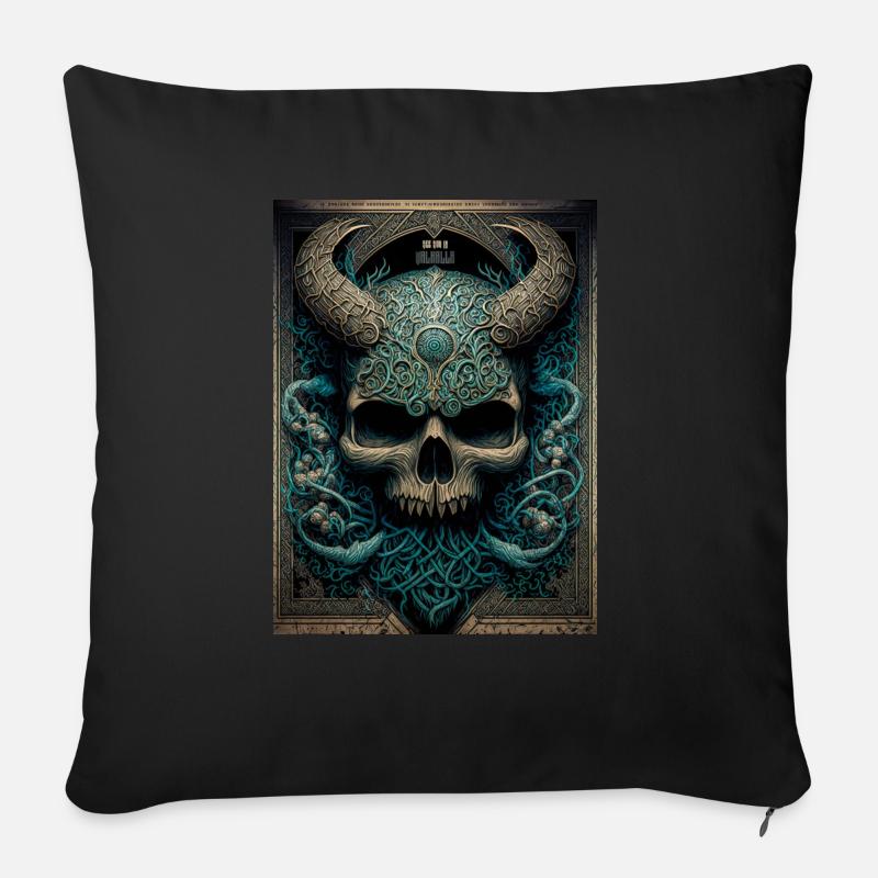 Rendez-vous à Valhalla Skull - Coussin et housse de 45 x 45 cm - noir