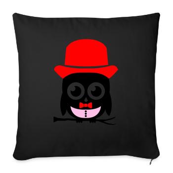owl sir 02 copy - Sofa pillow with filling 45cm x 45cm - black - Front