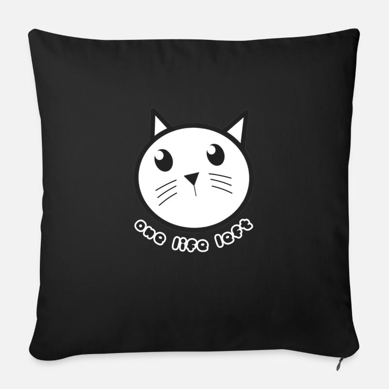 Weiße Katze: Noch ein Leben - Sofakissen mit Füllung 45 x 45 cm - Schwarz