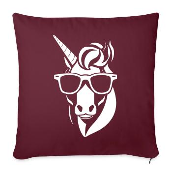 Licornes drôles portant des lunettes de soleil Licorne cool - Coussin et housse de 45 x 45 cm - bordeaux - Devant