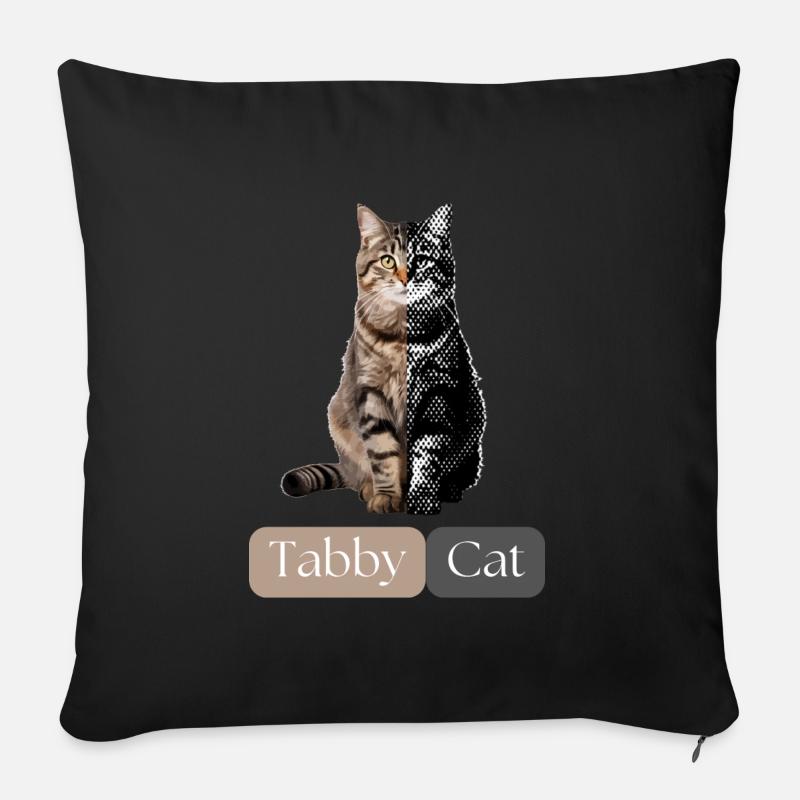 Tabby cat - Sofa pillow with filling 45cm x 45cm - black