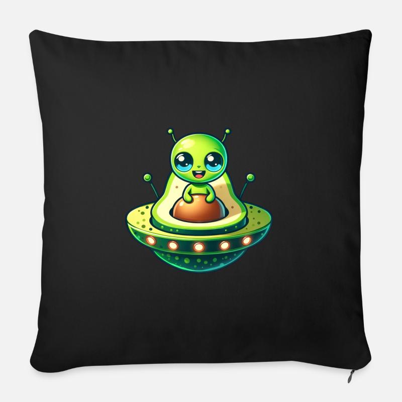 Alien Avocat OVNI Bande dessinée drôle - Coussin et housse de 45 x 45 cm - noir