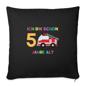 Ich bin 5 Junge, Feuerwehr - Sofakissen mit Füllung 45 x 45 cm - Schwarz - Vorne
