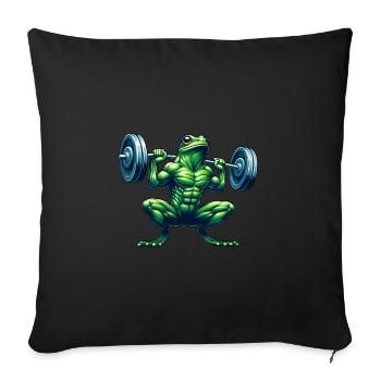 Muscular Frog Weightlifter Fitness - Sofa pillow with filling 45cm x 45cm - black - Front