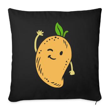 Mango Fruit Kawaii - Sofa pillow with filling 45cm x 45cm - black - Front