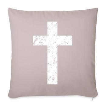 Croix chrétienne avec un effet usé - Coussin et housse de 45 x 45 cm - taupe clair - Devant