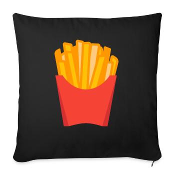 French fries - Sofa pillow with filling 45cm x 45cm - black - Front