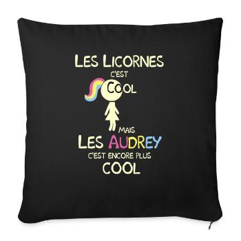 Les Audrey plus cool que les licornes 🦄 - Coussin et housse de 45 x 45 cm - noir - Devant