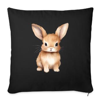 Lapin mignon - Coussin et housse de 45 x 45 cm - noir - Devant