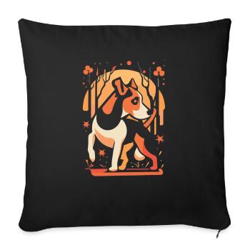 Jack Russel minimalistisch - Sofakissen mit Füllung 45 x 45 cm - Schwarz - Vorne
