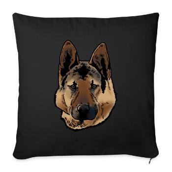 Deutscher Schäferhund - Sofakissen mit Füllung 45 x 45 cm - Schwarz - Vorne