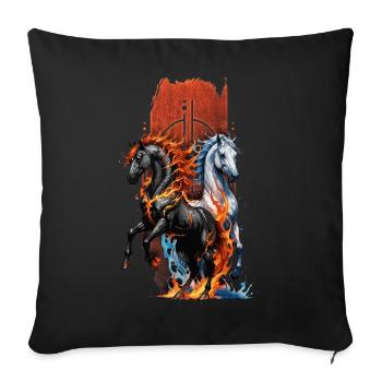 Elemental Equine: Fire and Water Horse - Sofa pillow with filling 45cm x 45cm - black - Front