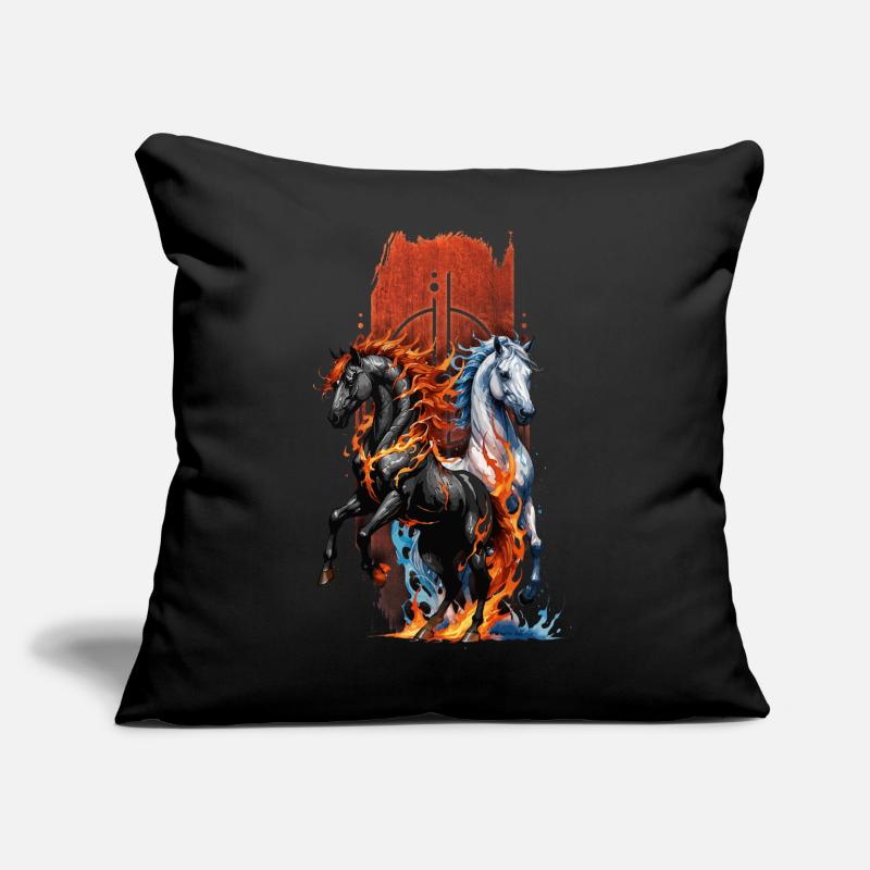 Équidé élémentaire : Cheval de feu et d’eau Coussin et housse de 45 x 45 cm