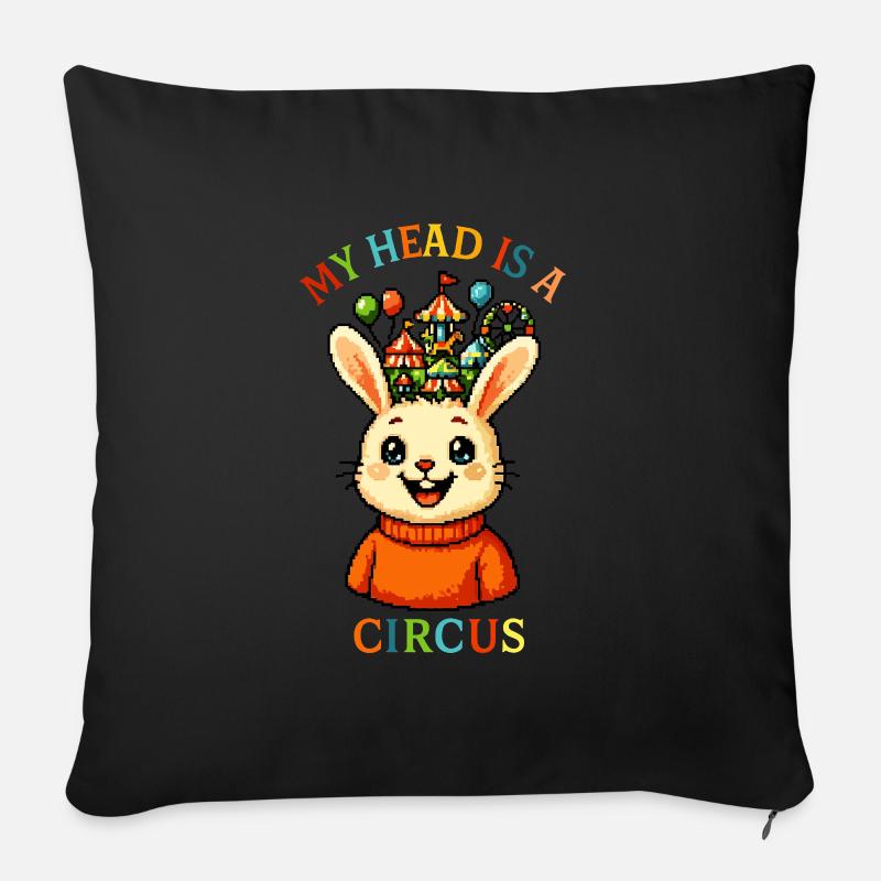Ma tête est un cirque - Coussin et housse de 45 x 45 cm - noir