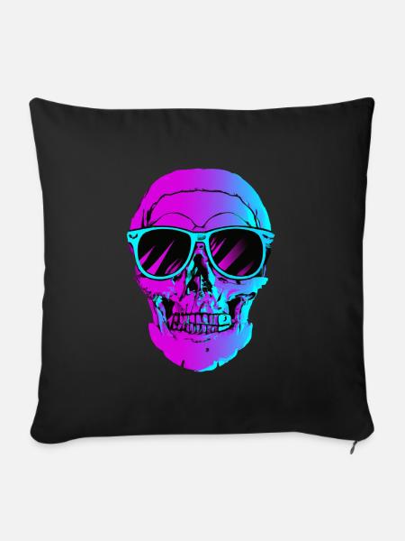 Synthwave Retro Schädel - Sofakissen mit Füllung 45 x 45 cm - Schwarz