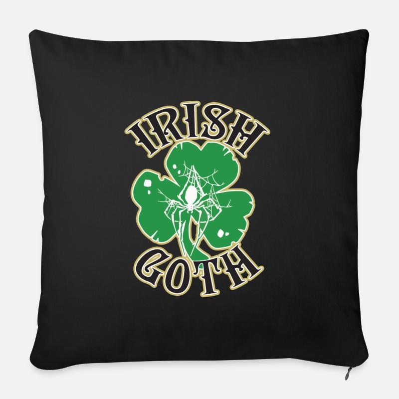 Irish Goth St Patrick's Day - Coussin et housse de 45 x 45 cm - noir