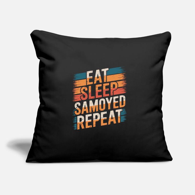 Manger. Dormir. Samoyède. Répéter. Coussin et housse de 45 x 45 cm